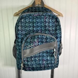 LL Bean Deluxe Book Pack 37 L Print Backpack School Travel Bag Ocean Teal Geo